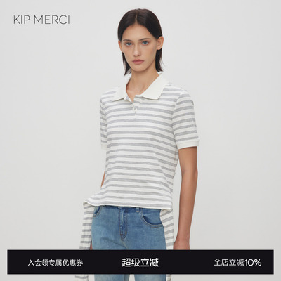 条纹polo领短袖T恤休闲