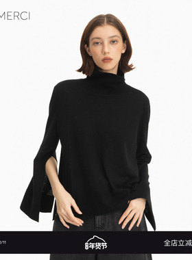 KIP MERCI 25AW秋冬新款row风羊毛堆领袖口开衩针织衫休闲上衣女