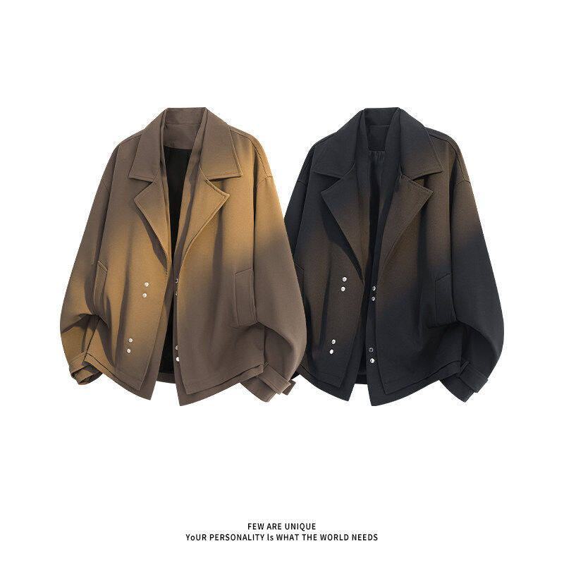 CHICERRO西西里男装新款假两件韩系休闲设计感男生百搭夹克外套潮