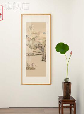 网红新中式玄关山头水装饰民画宿画酒店书房背景竖幅挂画画墙走廊