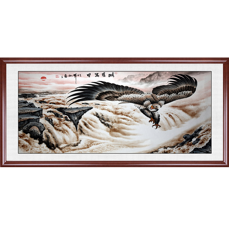 大鹏展翅挂画老鹰老板办公室装饰墙画新中式客厅书房壁画鹏程网红