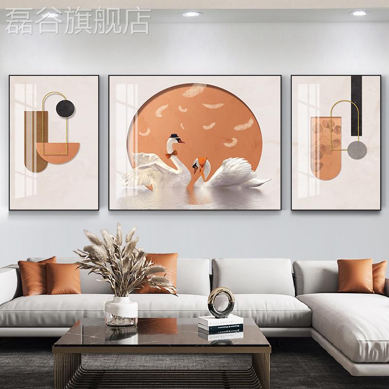 网红客装饰画象欧式奢沙发背景联墙壁画晶抽瓷镶钻北厅欧大气轻三图片