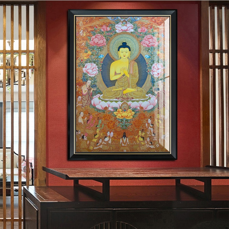 唐卡佛像挂画大日如来客厅供奉装饰画释迦牟尼佛菩萨玄关画像网红