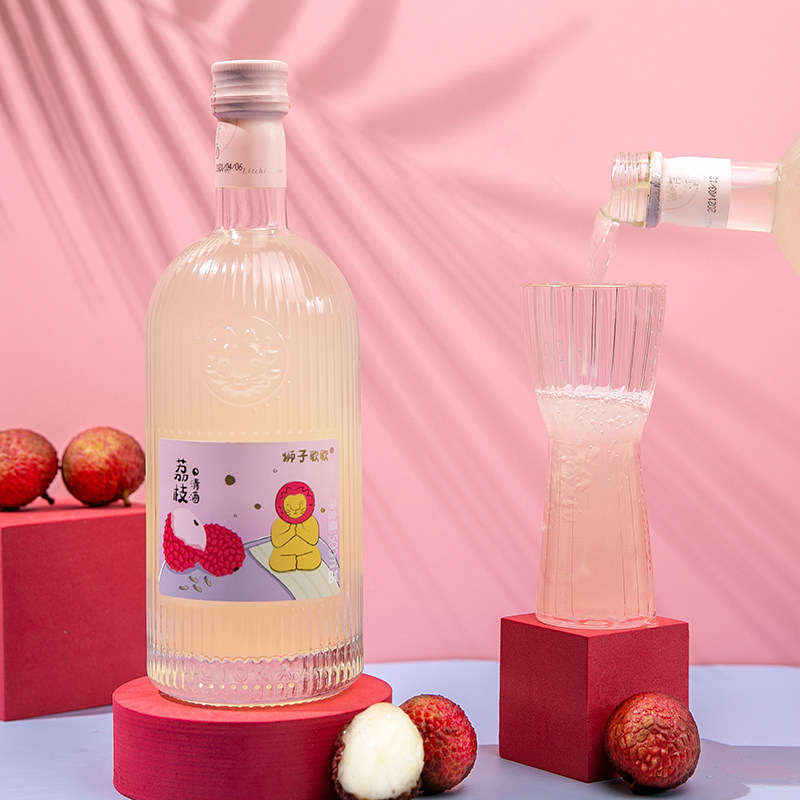 狮子歌歌 果酒白桃清酒荔枝清酒柚子梅酒杨枝甘露酒 500ml 瓶装