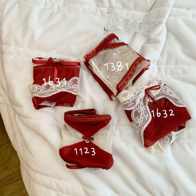 Ankola red panties for women wedding satin sexy lace