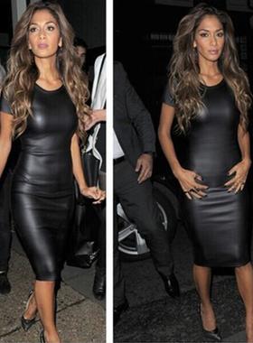 skirt knee-length fit Slim skirt Hip dress leather faux