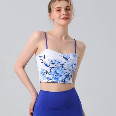 Tank top gathered high elastic slim fit yoga pilates bottom