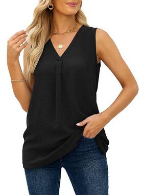 vest top sleeveless pullover V-neck loose shirt chiffon