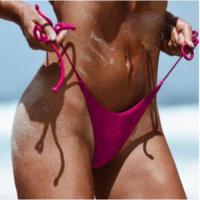 strappy low thong beachwear solid color trunks swimwear
