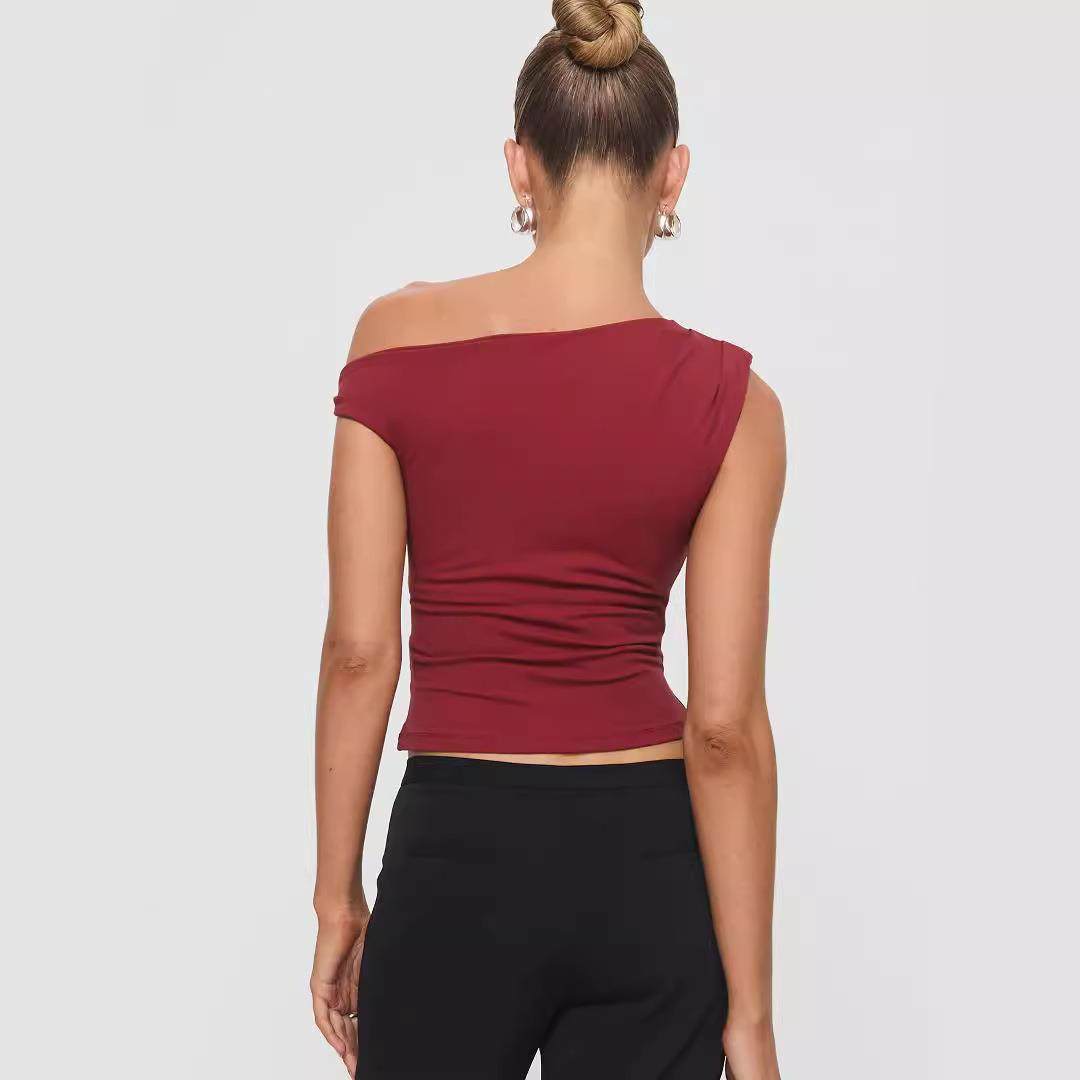 irregular neckless casaul slim sleeveless sexy tight color