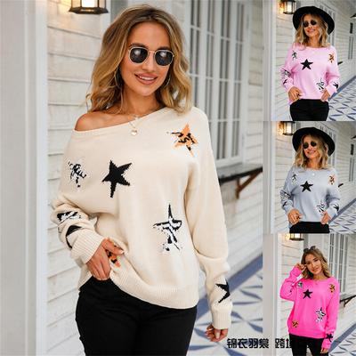 pullover sweater knitted sweater sleeve long star neck