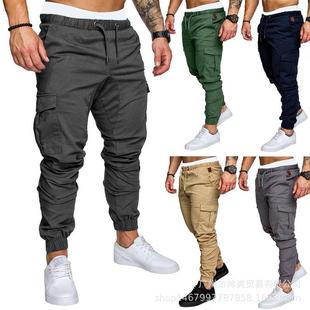 Multi-pocket cotton sports trousers for men Youth casual