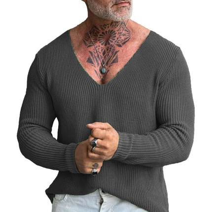 winter pullover men sweater casual bottoming color ribbed