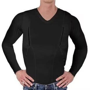 T-shirt V-neck high-elastic tactical fit slim long-sleeved