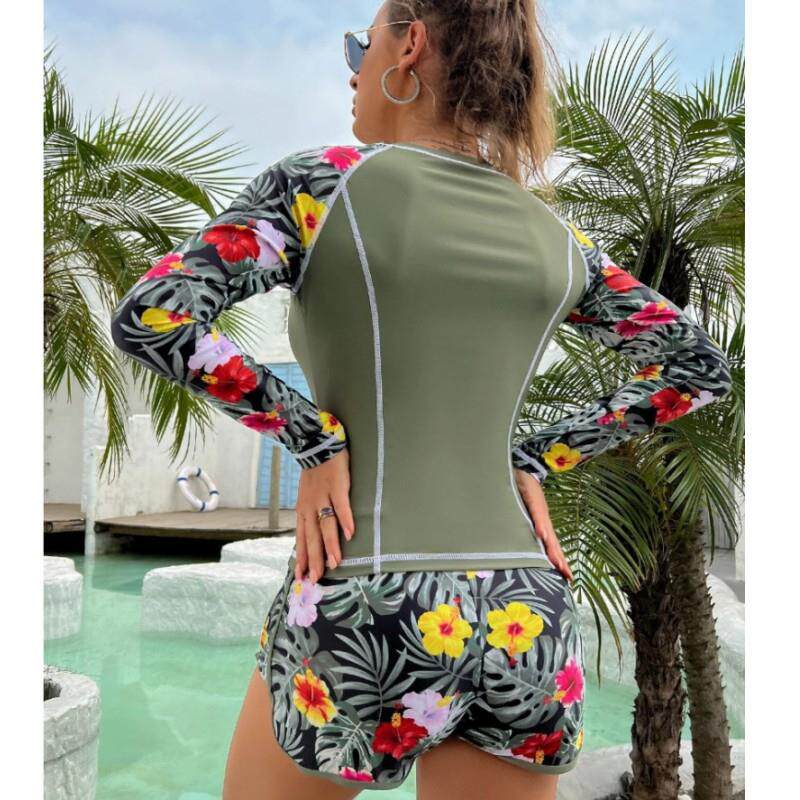 women swimsuit split boxer digital protection sun sleeve