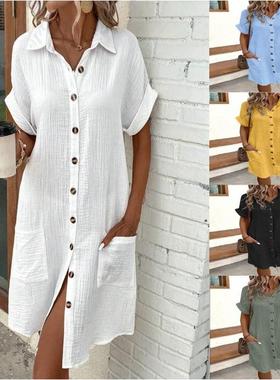 women for dress casual loose short-sleeved mid-length