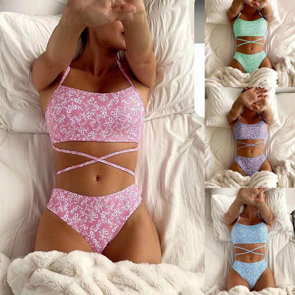 high waist two-piece tankini women bikini Swimsuit boxer