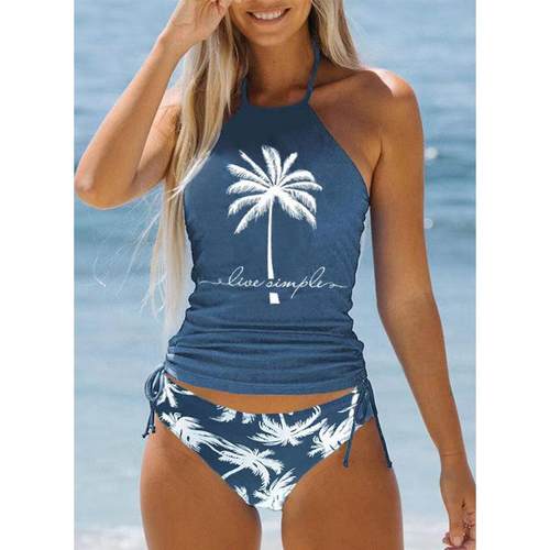 Coconut Tree Womens Strap Bikini Plus Size Two-Piece