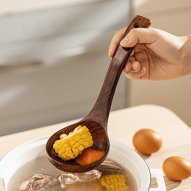 实木汤勺日式盛汤木勺长柄干饭勺