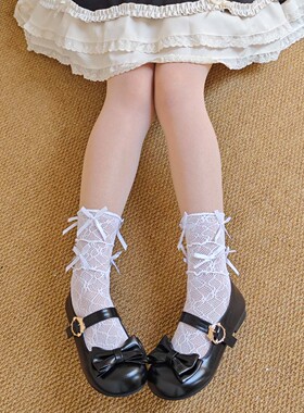芭蕾风白色蕾丝袜子女短袜夏季薄款堆堆袜miu中筒奶白配玛丽珍鞋