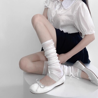 芭蕾风冰丝袜套蝴蝶结小腿袜子女