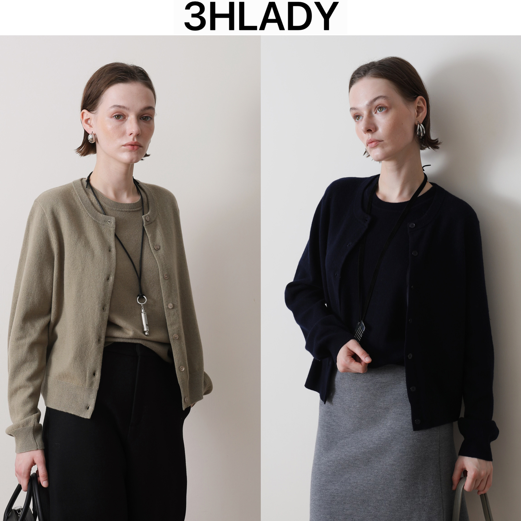 3HLADY | 文艺层次缪系穿搭 进口澳毛 针织一分袖背心| 羊毛开衫