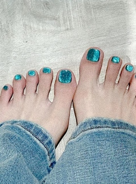 手工穿戴甲2023新款脚指甲追光蓝色红色晶石猫眼高级感显白成品甲