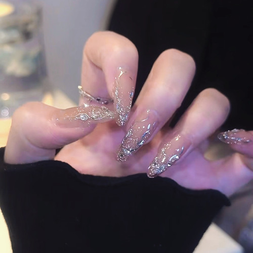 闪钻满天星新娘美甲纯手工穿戴甲