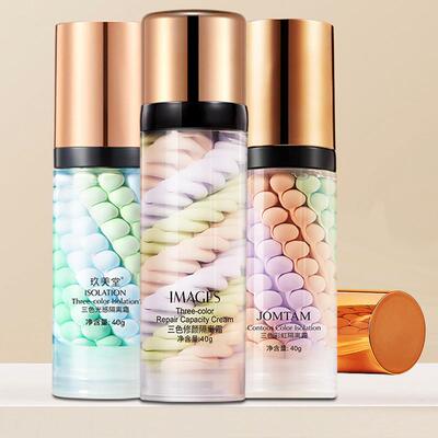 三色光感彩虹隔离霜提亮肤色保湿自然裸妆妆前乳素颜霜
