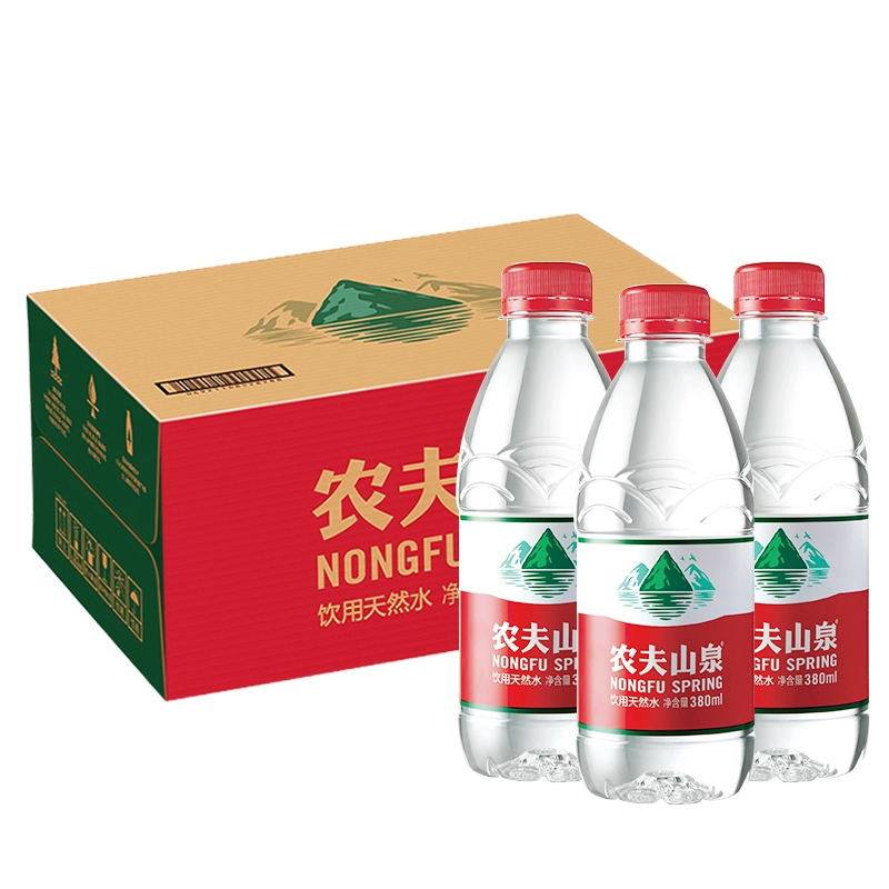 【3箱】农夫山泉380ml*24小瓶装饮用天然水办公会议用水非矿泉水