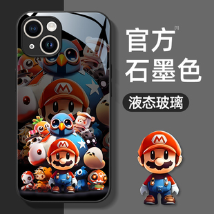 马里奥适用苹果16手机壳14保护套iPhone14硅13胶12玻璃壳11全包xr防摔pro男Xs女max新款 678卡通plus超薄mini