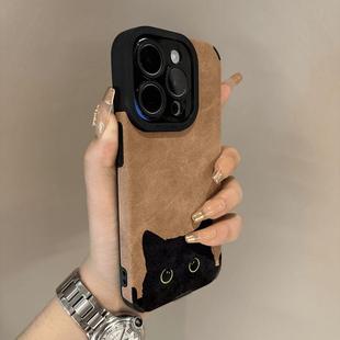 大眼黑猫适用苹果16手机壳15翻毛皮14保护13软套iPhone12硅胶Xs全11包xr防摔pro男max女6s新款 78plus简约se23