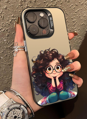 托腮女孩适用苹果16手机壳15/14保护套iPhone13彩银12硅mini胶11全包xr超薄Xs防摔pro女max新678款plus镜头se