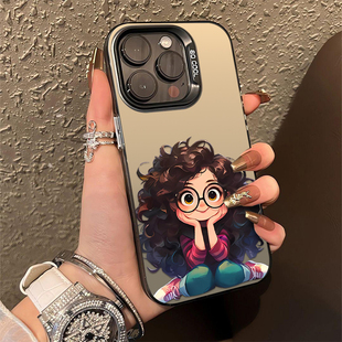 托腮女孩适用苹果16手机壳15 plus镜头se 14保护套iPhone13彩银12硅mini胶11全包xr超薄Xs防摔pro女max新678款