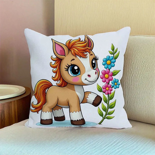 可爱生肖小马十字绣抱枕套2026新款手工自己刺绣印花满绣打发时间