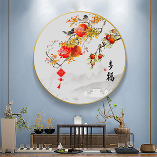 多子多福十字绣2025新款线绣客厅玄关圆形石榴花鸟简单自己绣手工