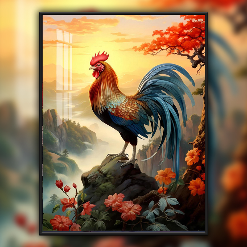 吉星高照十字绣2024新款线绣大公鸡生肖鸡好寓意玄关挂画手工满绣