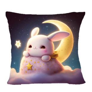 可爱兔子抱枕十字绣自己线绣卧室沙发靠枕套手工diy刺绣星空月亮