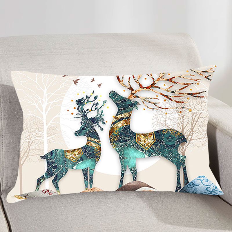 欧式发财麋鹿抱枕十字绣2024新款客厅沙发靠枕套小件刺绣动物图案