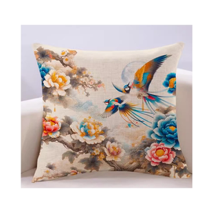 中式简约花鸟图抱枕十字绣手工自己满绣客厅沙发靠枕套喜鹊好寓意