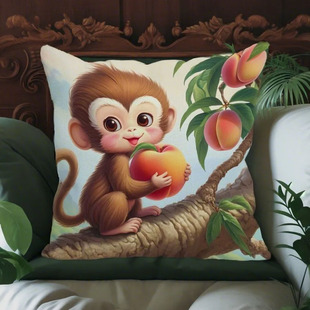 卡通猴子十字绣抱枕新款儿童房卧室手工小件简单线绣材料包生肖猴