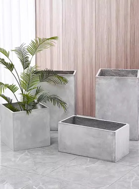 长方形水泥花盆北欧简约大号镁泥客厅阳台种植箱户外楼顶花槽定制