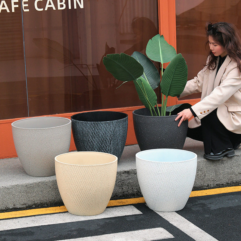 圆形缸状花盆大口径塑料花盆加厚耐用户外庭院特大睡莲荷花养鱼缸