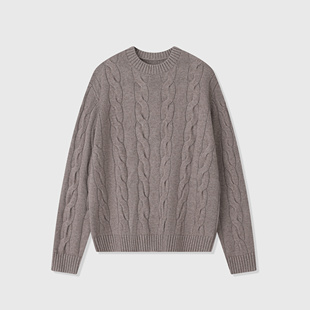 老钱风意大利LP新26羊绒羊毛混纺经典绞花圆领毛衣男休闲商务上衣