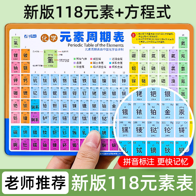新版化学元素周期表初三公式知识大全注音中考化学方程式卡片便携