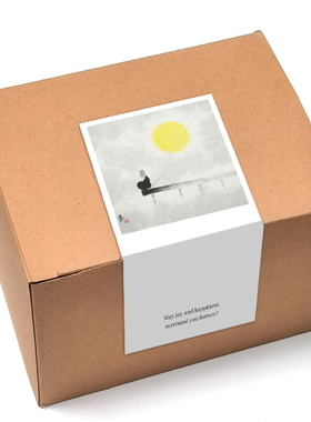 gytz6495中式古风水墨工笔传统绘画通用超大不干胶贴纸定制封口贴