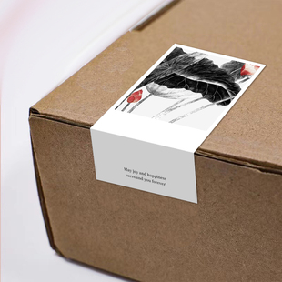 gytz6501中式 古风水墨工笔传统绘画通用超大不干胶贴纸定制封口贴