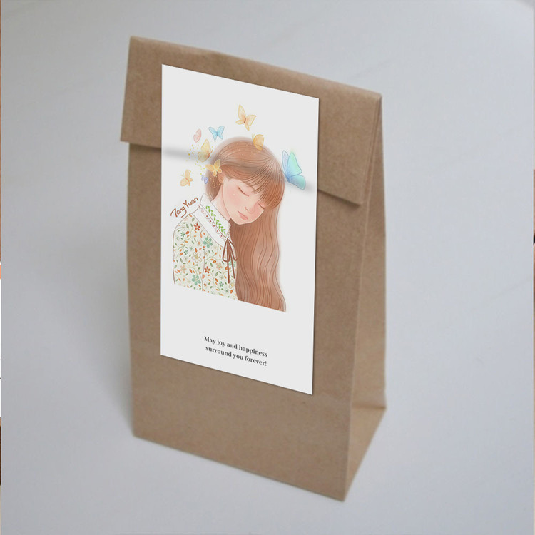 gytz655快乐微笑高级感森系唯美小清晰插画通用不干胶贴纸封口贴