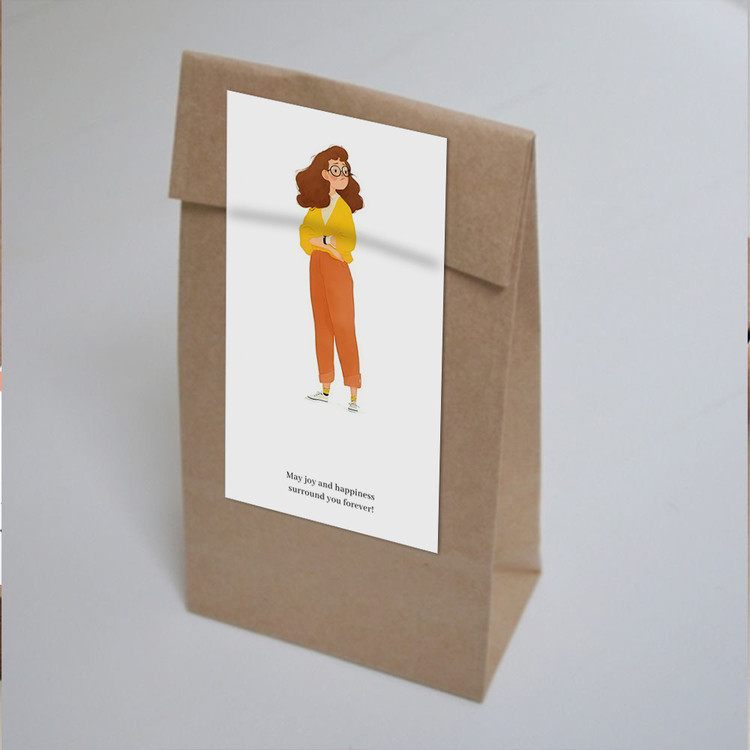 gytz658快乐微笑高级感森系唯美小清晰插画通用不干胶贴纸封口贴