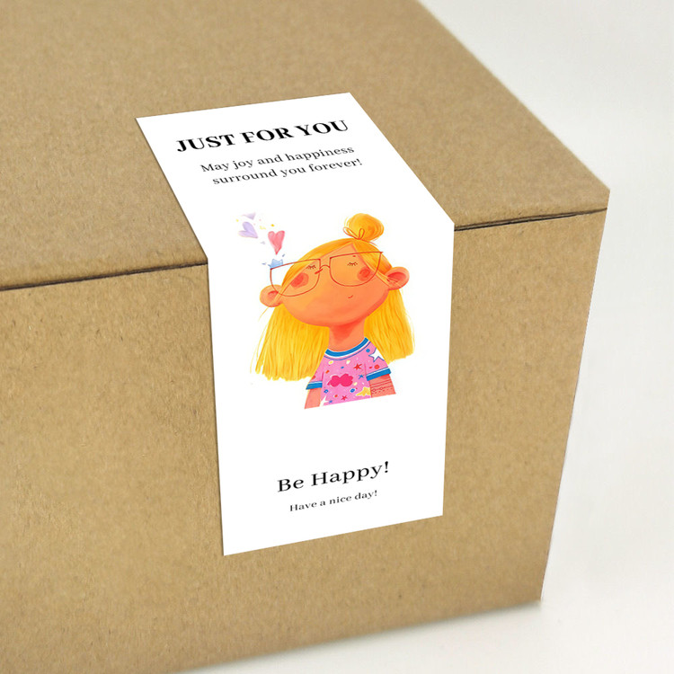 gytz787快乐微笑高级感森系唯美小清晰插画通用不干胶贴纸封口贴